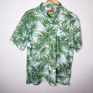 Tori Richard Cotton Lawn Palm Green Button Front Short Sleeve Shirt Men's XL